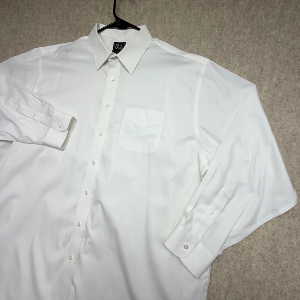 Jos. A. Bank Dress Shirt Mens 18-35 White Traveler Cotton Long Sleeve Button Up